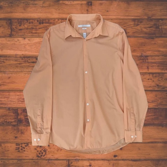 Perry Ellis Men’s Long sleeve Button Down Size 16 34/35 Orange - Picture 1 of 3